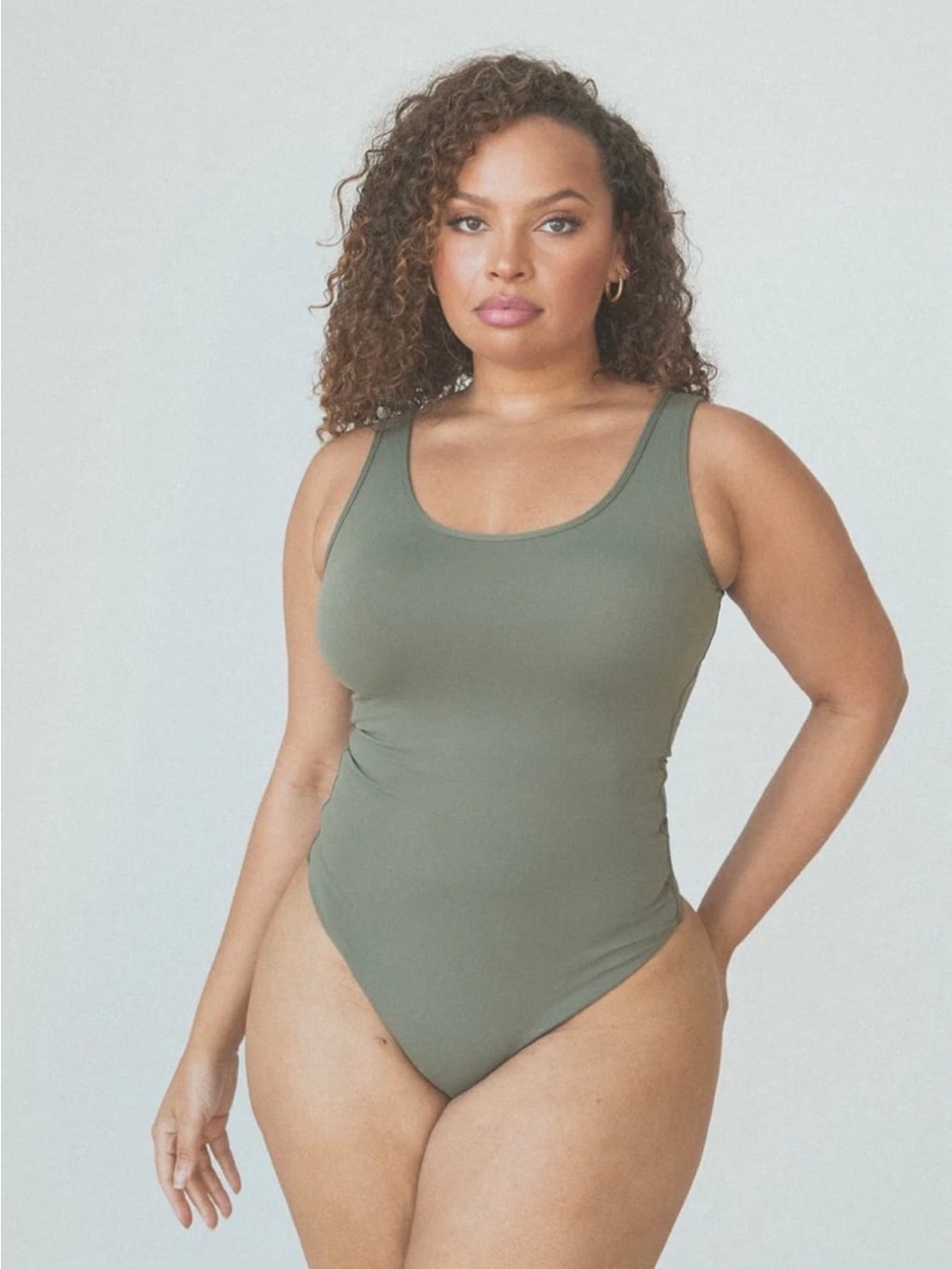 🌲 Klassy Network • Scoop Neck Tank Bodysuit in Forest Green - Picture 2 of 9